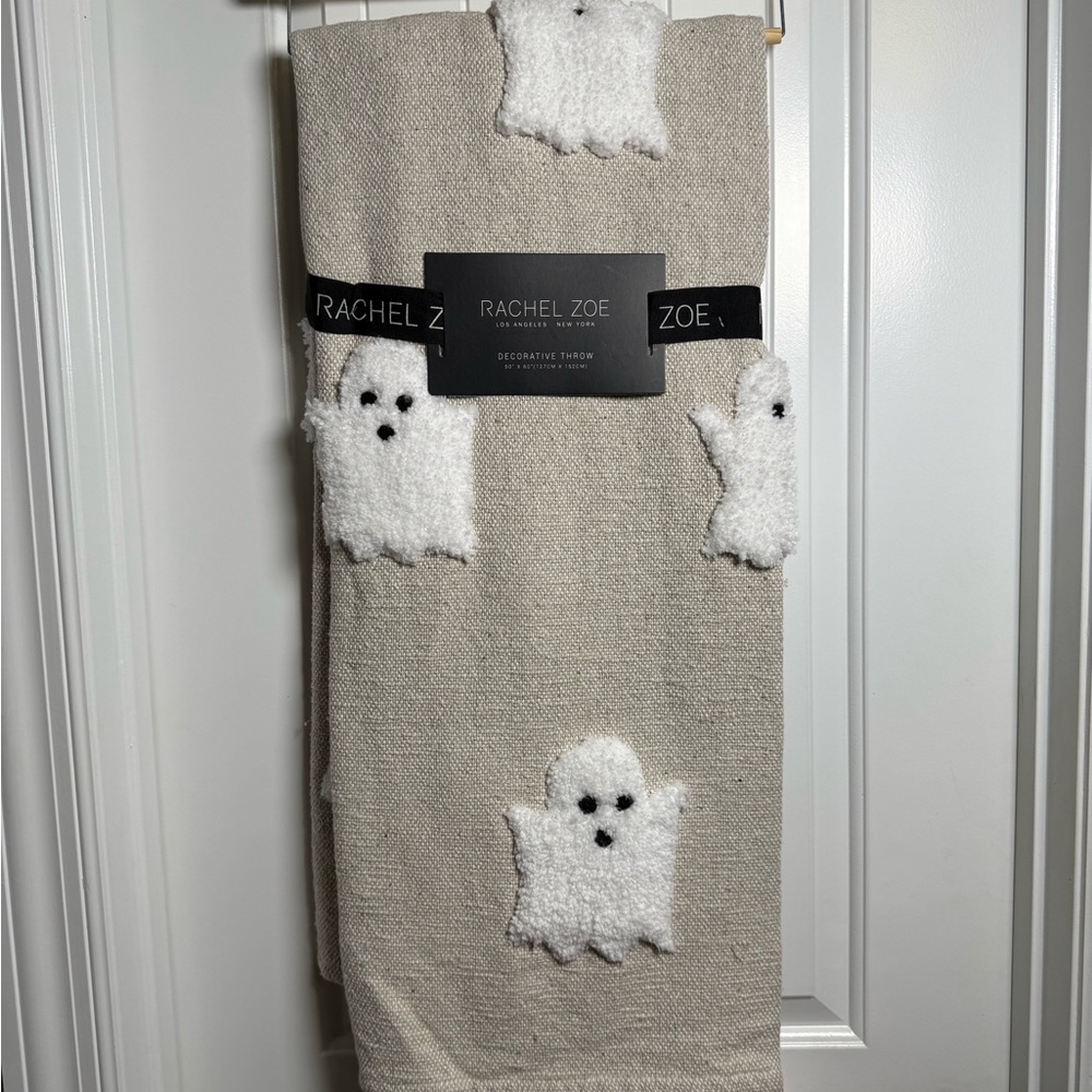 Rachel Zoe Cream Decorative Throw with White Ghosts